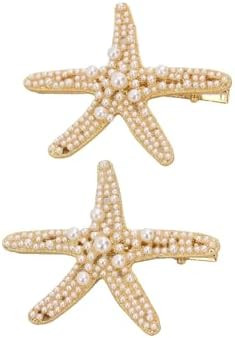 MAKEMECHIC Women's 2/3 Pcs Starfish Gold Hair Clips Pearl Summer Beach Hair Accessories Gold One-... | Amazon (US)