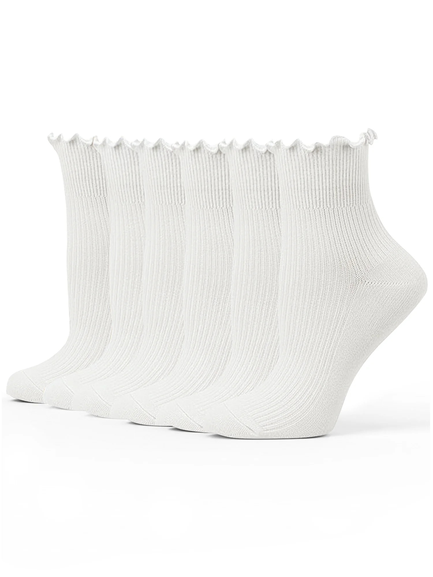 UVN 6 Pairs Womens Socks Novelty Ruffle Ankle Socks for Women Breathable Comfort Sock, Size 5-9 | Walmart (US)