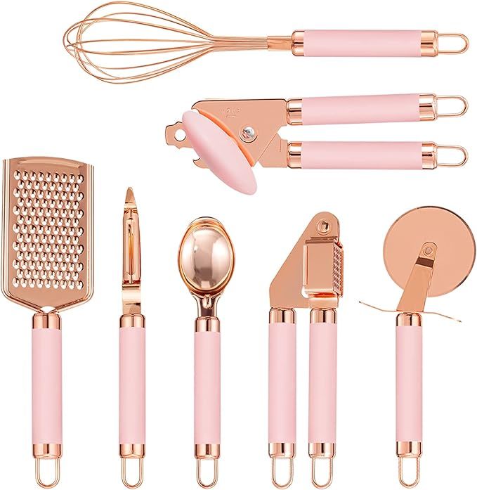 7 pieces Kitchen Gadget Set Copper Coated Stainless Steel Utensils, kitchen gadgets,utensil sets,... | Amazon (US)