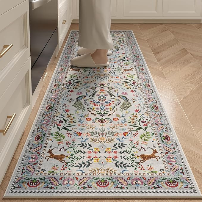 Runner Rug Washable Kitchen Runner 2'x 6'Runner Rug Floral Non-Slip for Entryway Indoor Soft Carp... | Amazon (US)