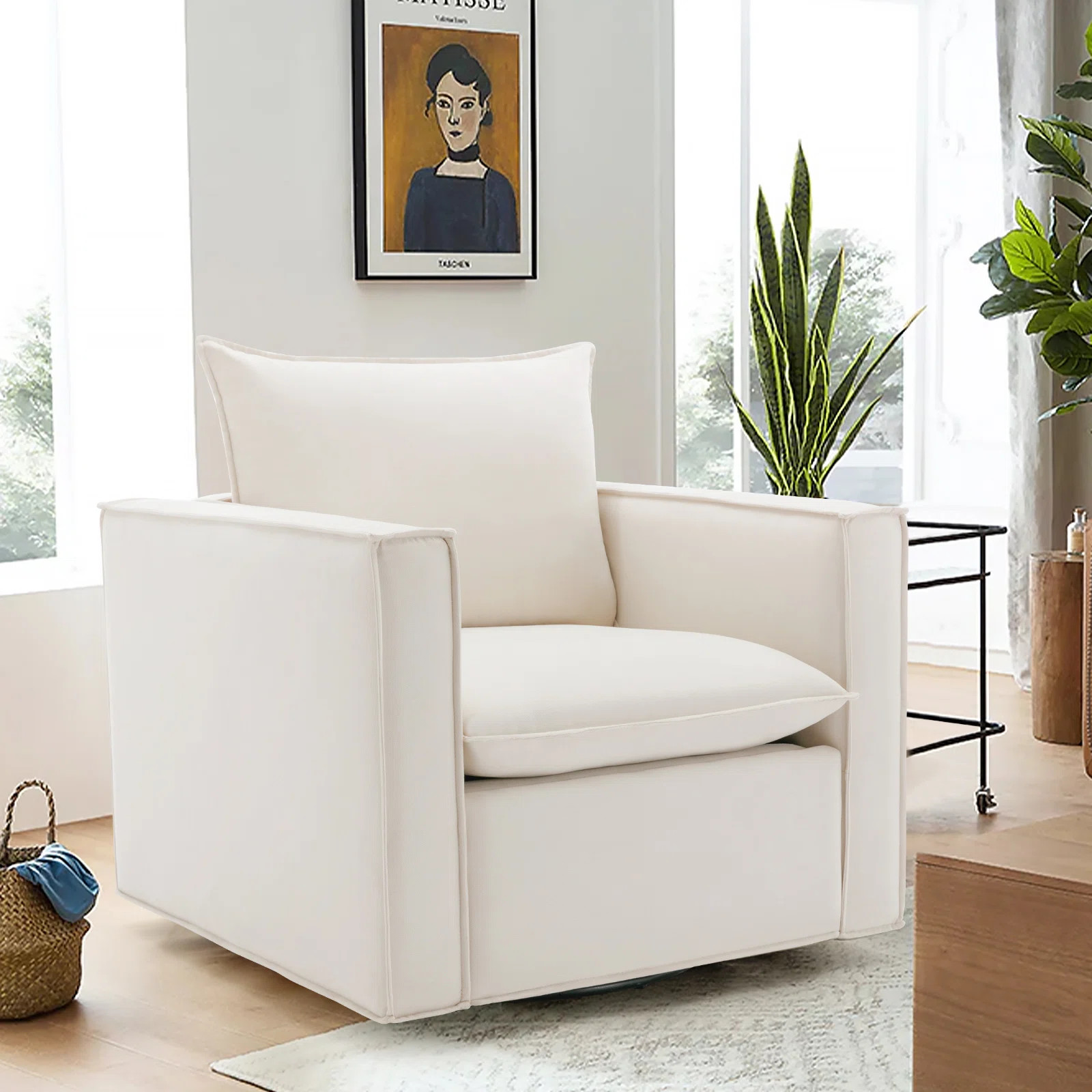 Inbox Zero Louretha 34" Wide Fabric Upholstered Swivel Armchair & Reviews | Wayfair | Wayfair North America