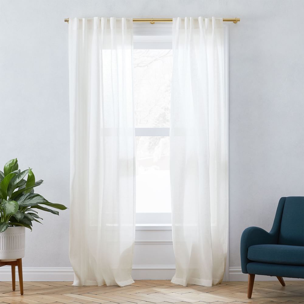 Sheer European Flax Linen Curtain - Alabaster | West Elm (US)