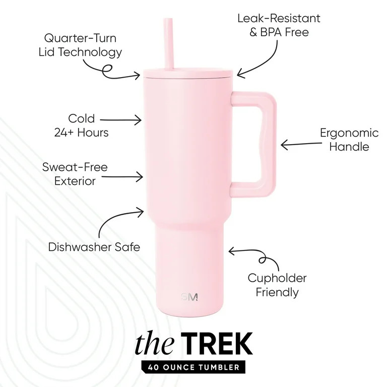 Simple Modern 40 fl oz Insulated Stainless Steel Trek Tumbler with Straw Lid | Blush | Walmart (US)