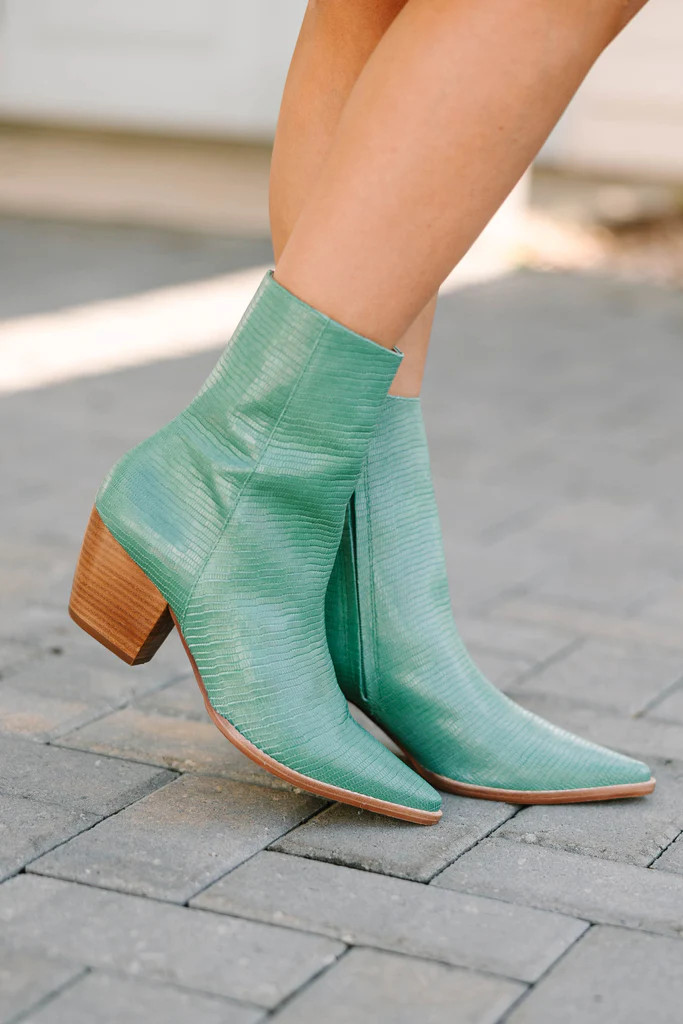 Matisse: Remember You Well Jade Green Snake Booties | The Mint Julep Boutique