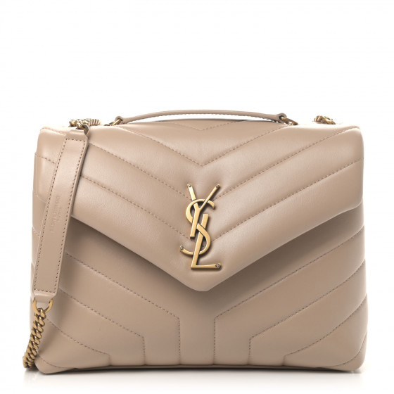 SAINT LAURENT

Calfskin Y Quilted Monogram Small Loulou Chain Satchel Dark Beige | Fashionphile