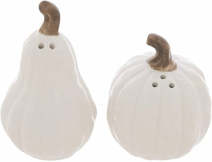 Gerson Beautiful Ceramic Fall and Thanksgiving Seasonal Salt and Pepper Shaker Sets (White Pumpki... | Amazon (US)