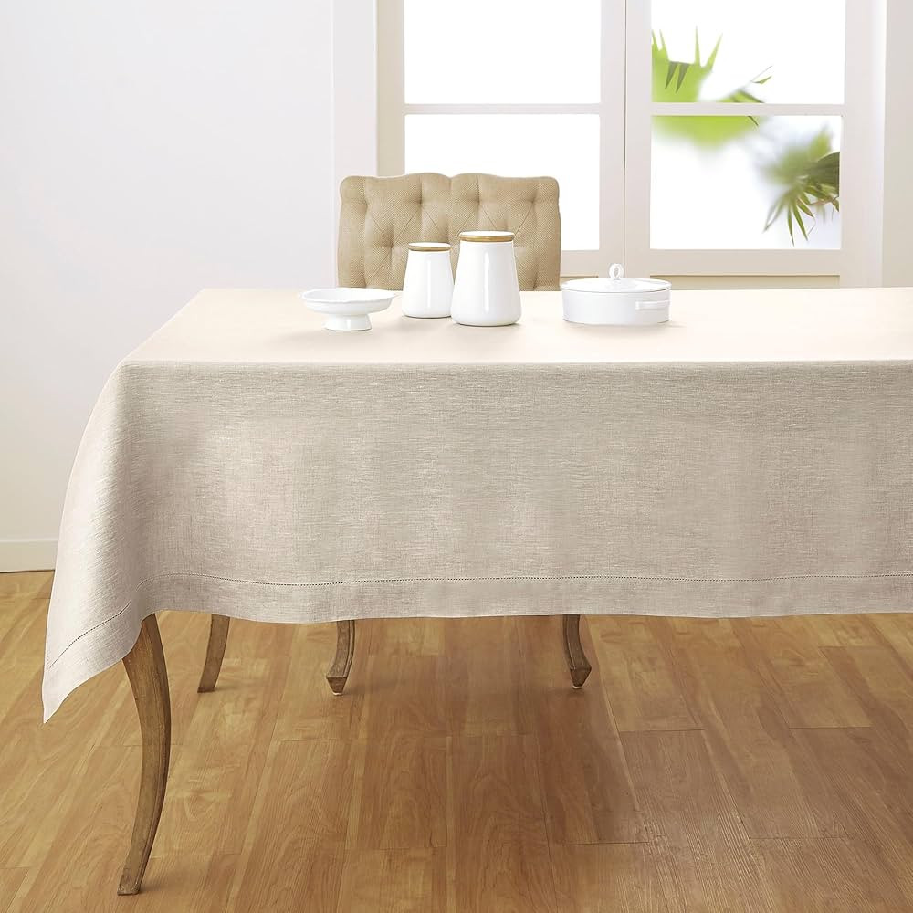 Solino Home Light Natural Linen Tablecloth 52 x 52 Inch - 100% Pure Linen Square Table Throw - Cl... | Amazon (US)
