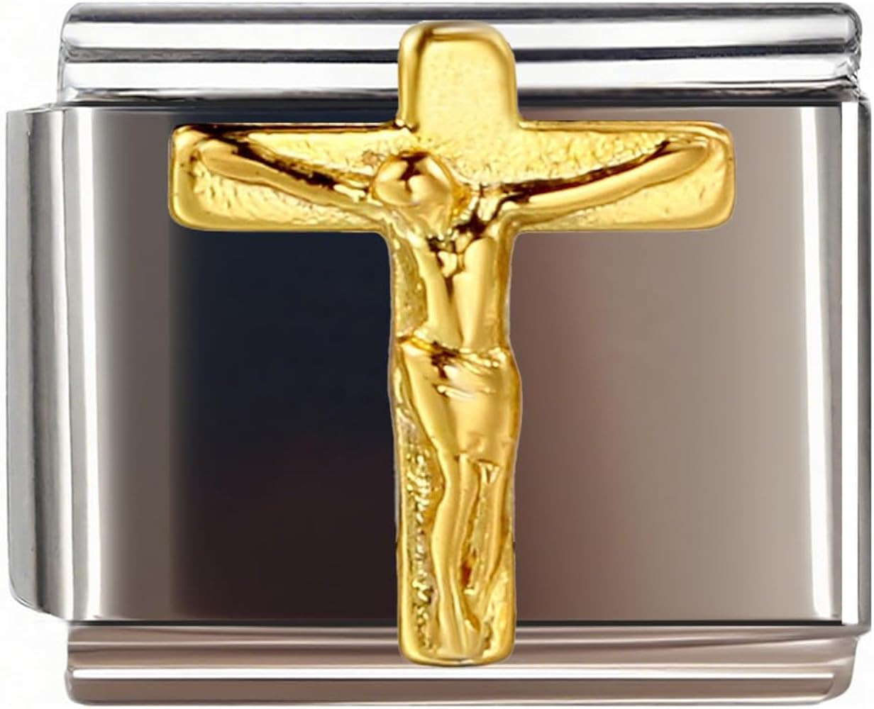 Jesus Christ Cross Italian Bracelet Charm, fit 9mm Stainless Steel Bracelet Link,Religious | Amazon (US)