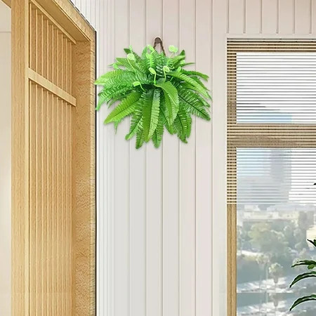 Liulin 1Pc Artificial Ferns for Outdoors, Artificial Boston Fern Bush, Realistic Fake Ferns for Home Garden Porch Patio Office Decor, Faux Ferns for Outdoor Planter, Ferns Artificial Plants, 12.6" | Walmart (US)