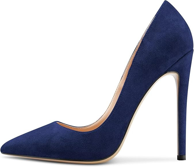 Saekcted Women Stiletto High Heel Close Pointed Toe Pumps Court Shoe Slip-on Wedding Sexy Dress S... | Amazon (UK)