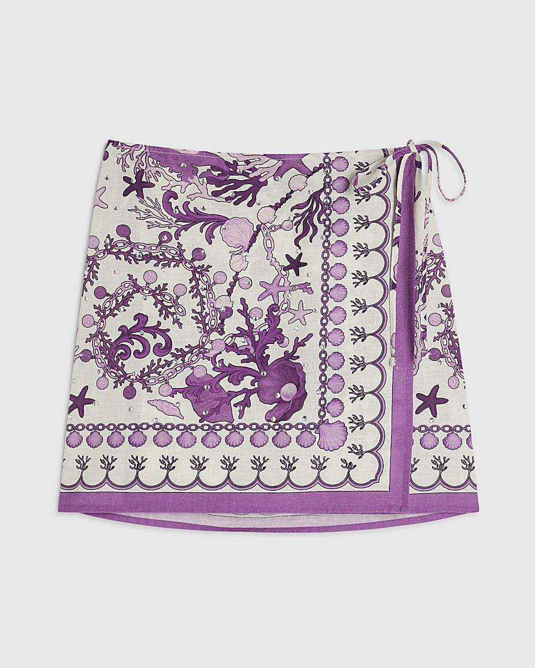 Purple Sea Chain Print Wrap Mini Skirt | River Island UK & IE