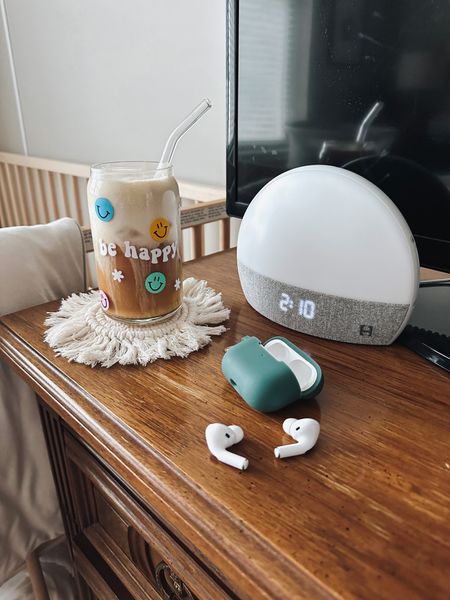 A few of my favorite things. Love my hatch alarm clock ⏰ + my AirPods. And how cute is the glass for iced coffee?! 

#LTKhome #LTKFind
