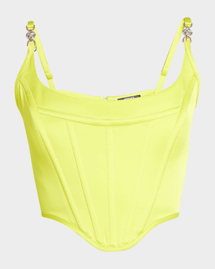 Versace Satin Corset Top with Medusa Hardware | Neiman Marcus