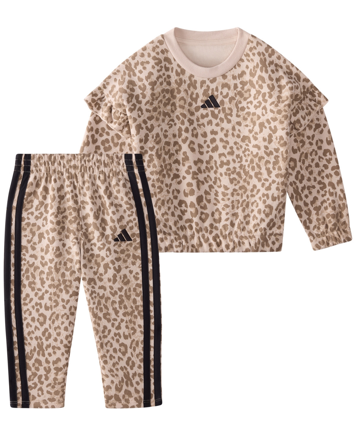 adidas Baby Girls' Long-Sleeve Sweatshirt and Pants, 2-Piece Set - Med Beige | Macy's