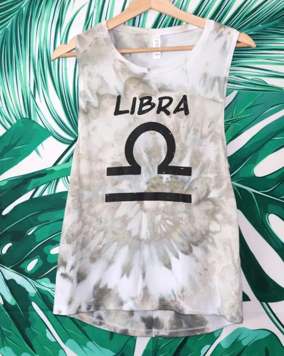 Libra Tie dye tank muscle tank for women custom muscle tank | Etsy | Etsy (US)