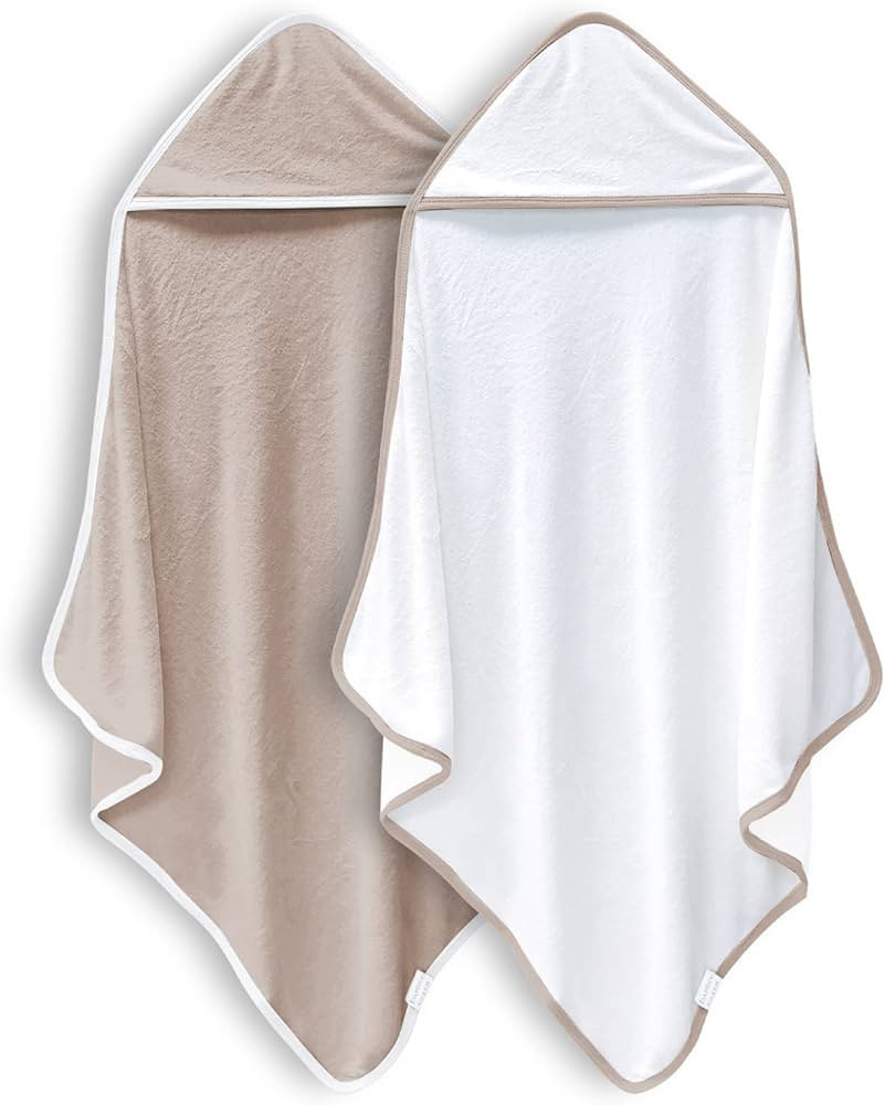 BAMBOO QUEEN 2 Pack Baby Bath Towel - Rayon made from bamboo, Ultra Soft Hooded Towels for Babies... | Amazon (US)