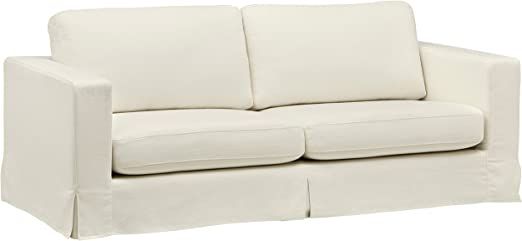 Amazon Brand – Stone & Beam Bryant Modern Sofa Couch with Slipcover, 85.1"W, Optic White | Amazon (US)