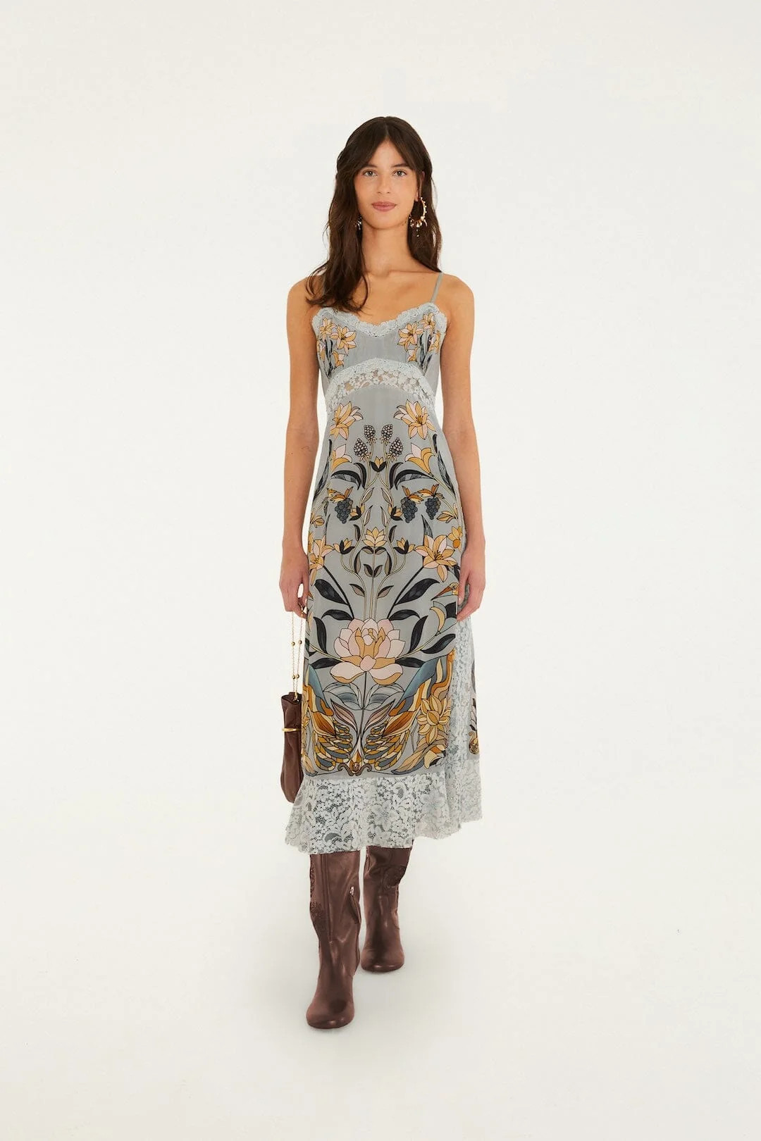 Stained Glass Beauty Slip Midi Dress, STAINED GLASS BEAUTY SOFT BLUE / XS | FarmRio (US)