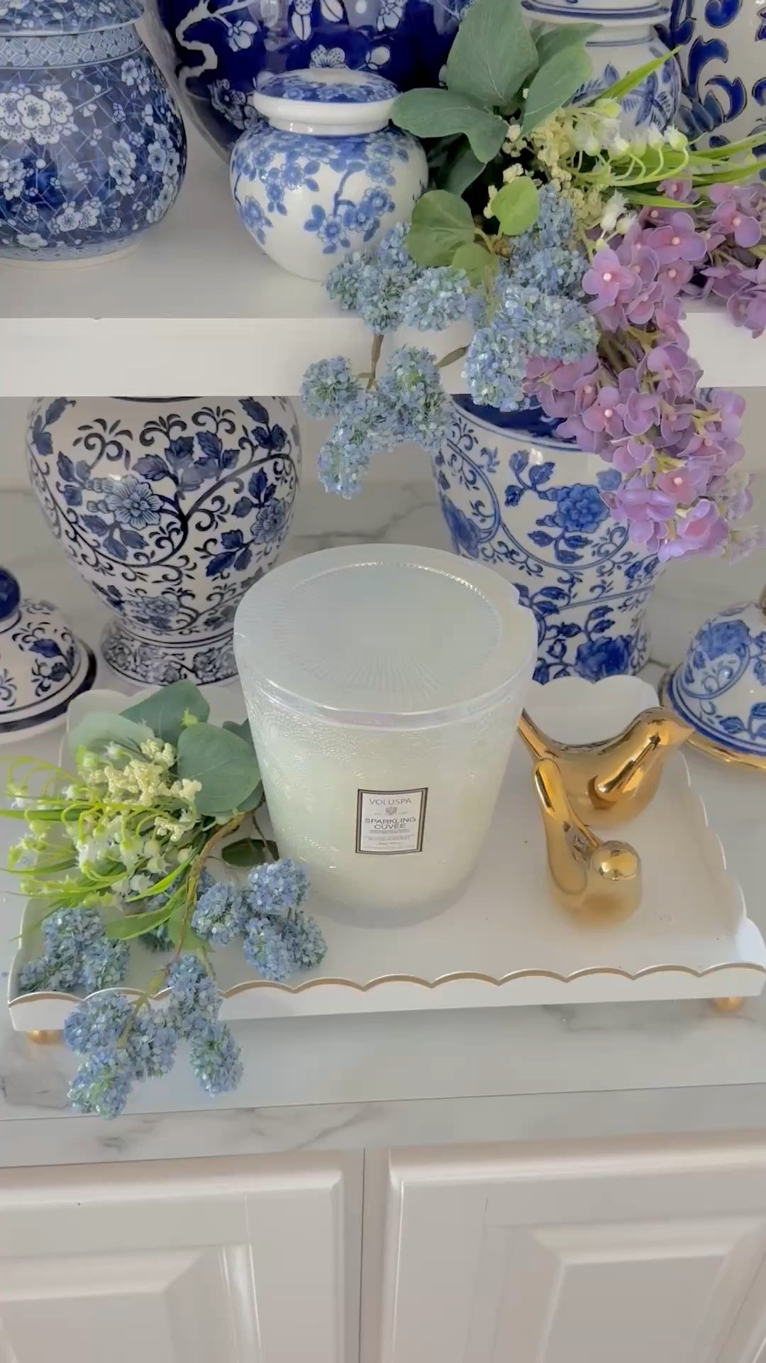 Add charm to your shelf decor with these stunning florals, lovely scalloped tray and the perfect Voluspa candle!

#LTKHome #LTKSaleAlert #LTKSeasonal