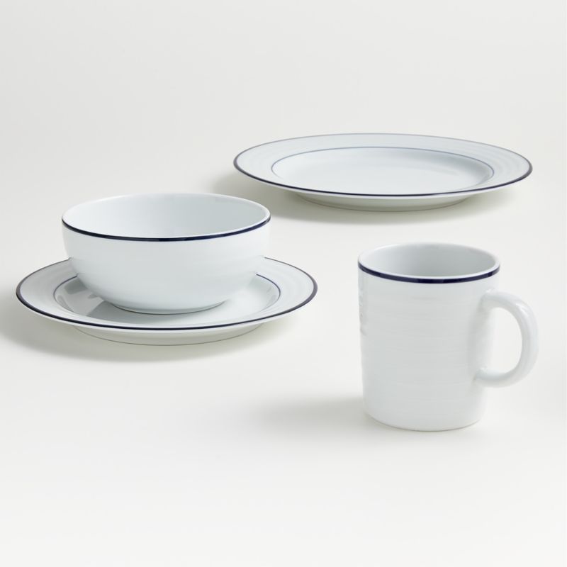 Roulette Blue Band 4-Piece Place Setting + Reviews | Crate and Barrel | Crate & Barrel