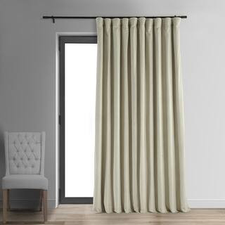 Cool Beige Extra Wide Velvet Rod Pocket Blackout Curtain - 100 in. W x 96 in. L (1 Panel) | The Home Depot
