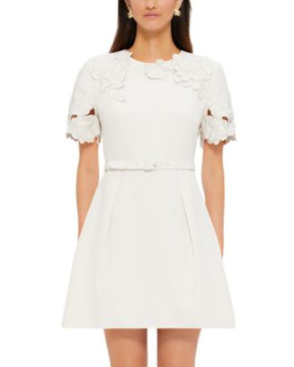 LEO LIN Aurelie Appliqué Short Sleeve Mini Dress  | Bloomingdale's Women | Bloomingdale's (US)