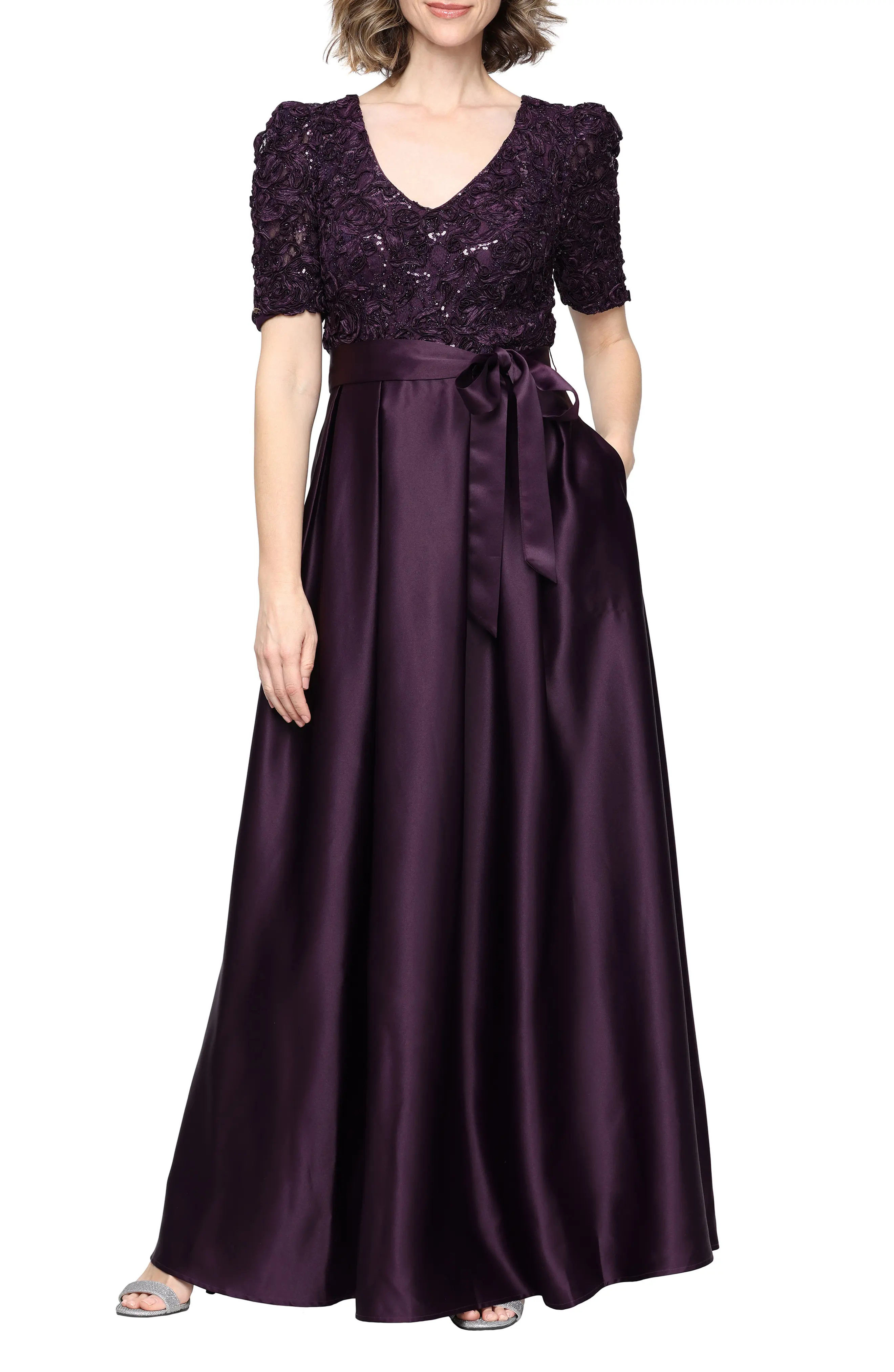 Alex Evenings Sequin Soutache Bodice Empire Waist A-Line Gown (Women) | Nordstrom | Nordstrom