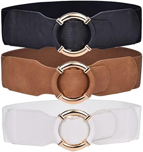 Beltox Women Elastic Belt Dress Stretchy Wide Waist Vintage Thick Cinch PU Leather | Amazon (US)