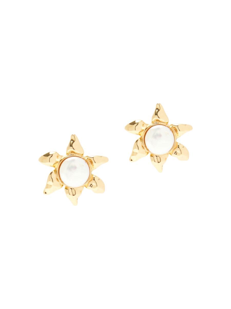 Addie 14K-Gold-Plated & Mother-Of-Pearl Flower Stud Earrings | Saks Fifth Avenue