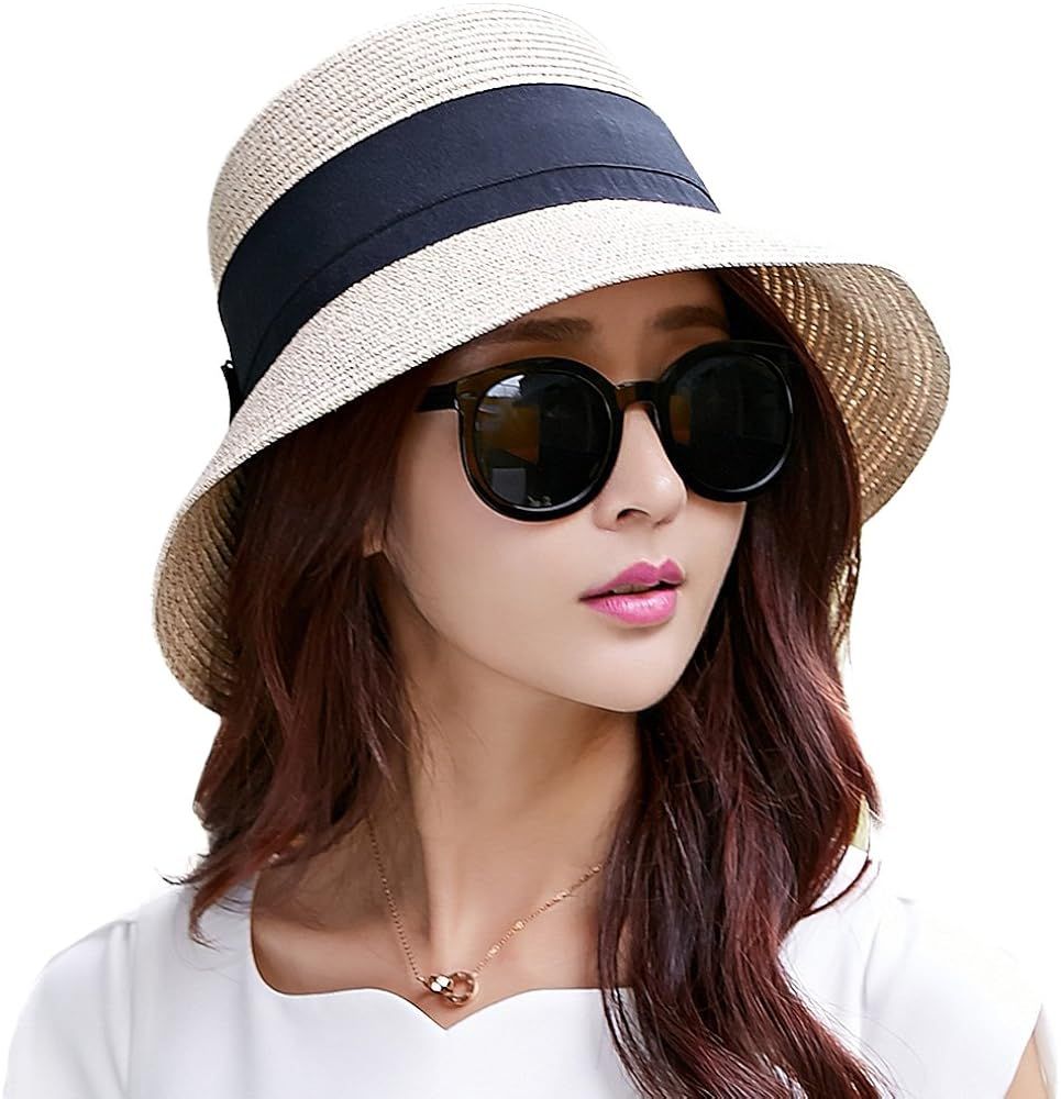 Comhats Ladies Packable Summer Beach Sun Protection Cloche Hats for Women Wide Brim 56-60CM | Amazon (US)