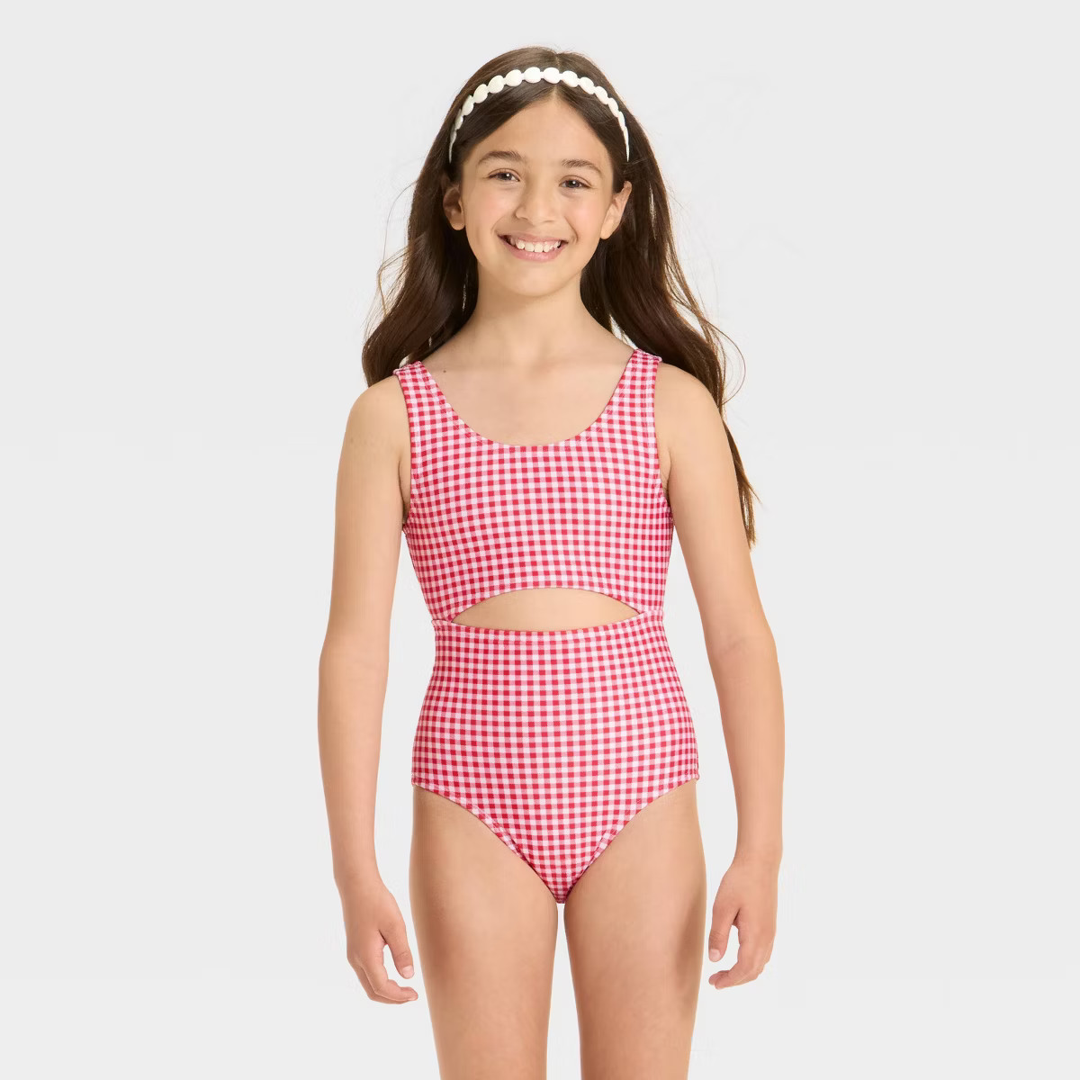 Girls' Gingham Printed One Piece Swimsuit - Cat & Jack™ | Target
