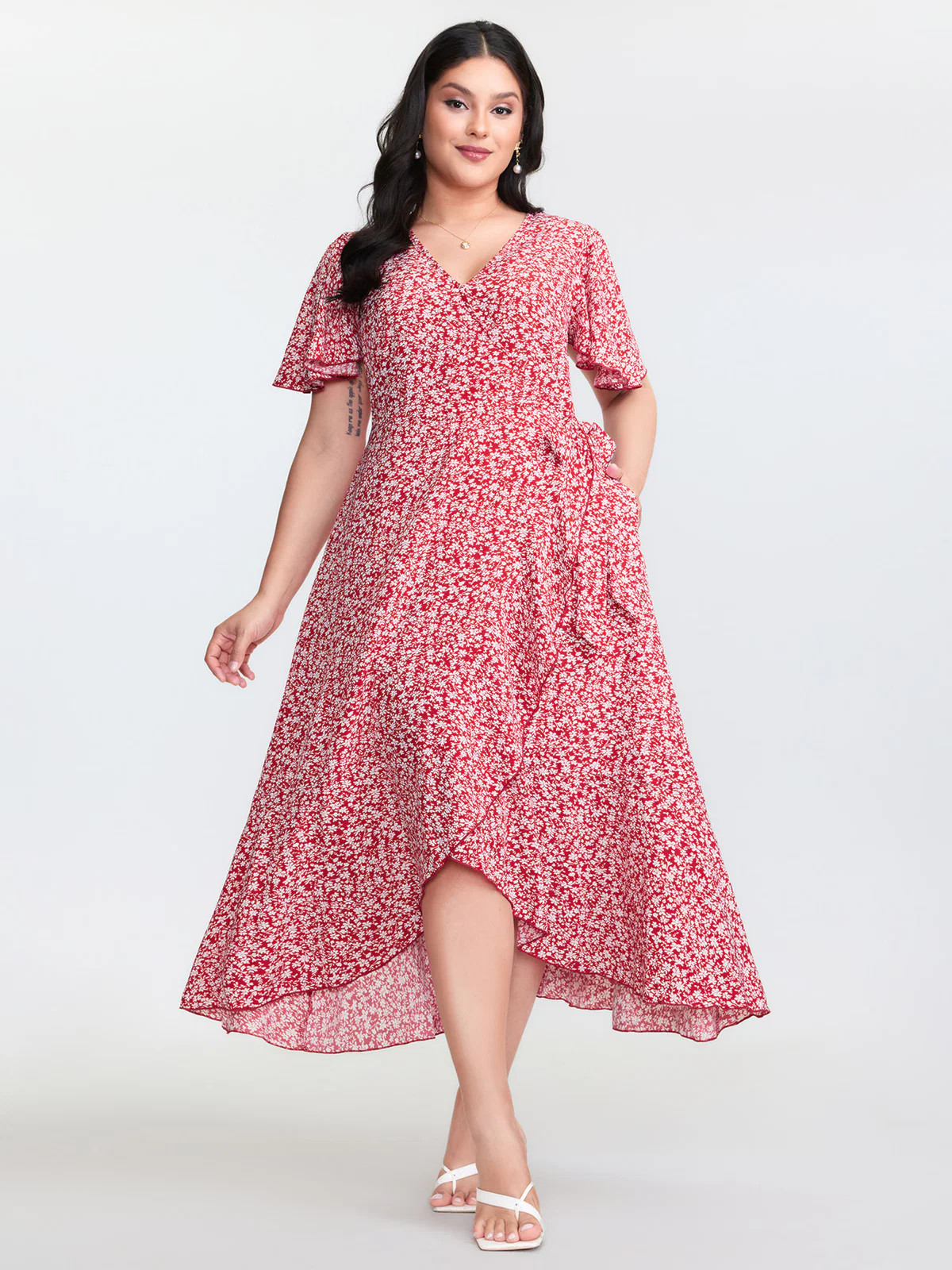 Ditsy Floral Print Flared Sleeve Maxi Dress | Bloomchic