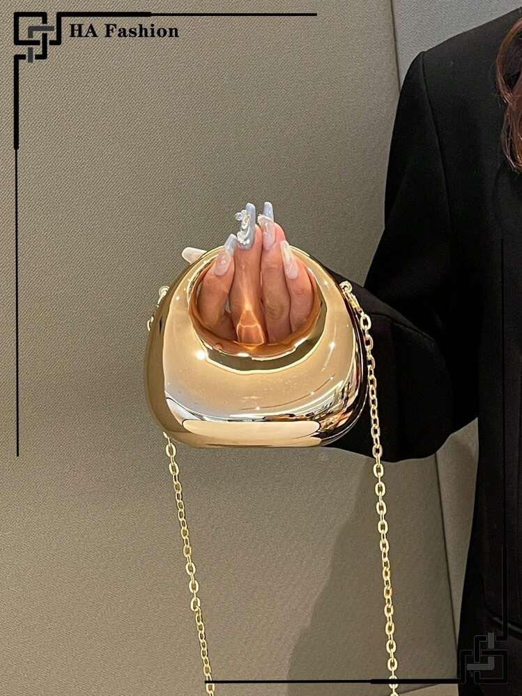 Acrylic Crescent Moon Box Shaped Handbag, Mini Palm Bag,Fashionable Versatile Chain Shoulder Crossbody Bag, Suitable For Lipsticks, Earphones, Etc., Perfectly Matching With Prom Dresses For Women, Prom Accessories,Sequin Dress Women,Sparkly Dress,Elegant Dresses For Women, Elegant Prom Bag, Perfectly Matching With Bridal Party | SHEIN