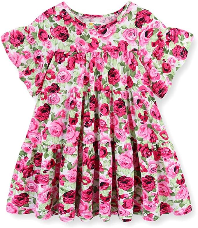 UP YO EB Little Girls Plaid Dress Summer Short Sleeved Cotton Dress for Girls | Amazon (US)