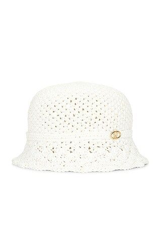 Valentino Garavani Crochet Bucket Hat in Bianco & Gold | FWRD | FWRD 