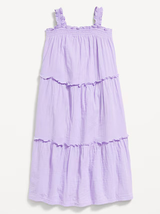 Sleeveless Ruffle-Trim Tiered Midi Dress for Girls | Old Navy (US)