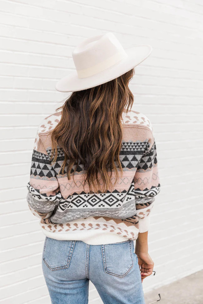 Drifting Apart Multi Southwestern Print Stripe Sweater | The Pink Lily Boutique