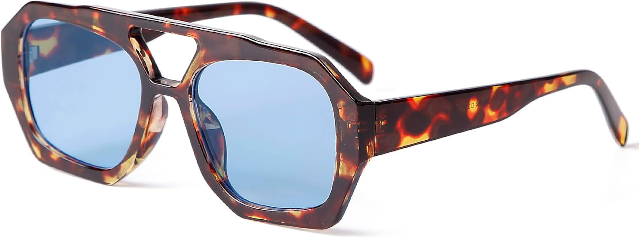 ADE WU Trendy Square Aviator Sunglasses for Women Thick Frame Double Bridge Geometric Sun Glasses | Amazon (US)