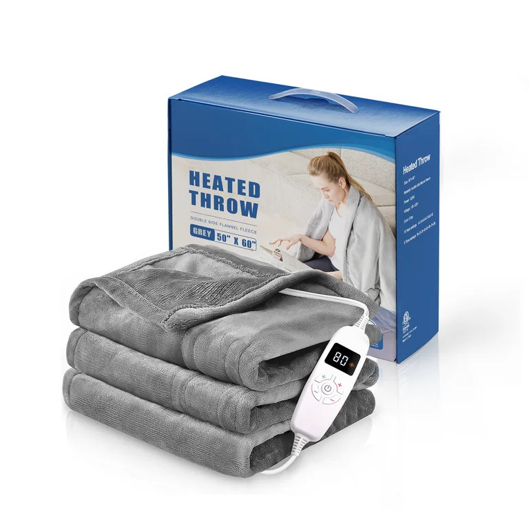 Riousery 50" x 60" Electric Heated Throw Blanket with 10 Heating Levels & 1- 8H Auto-off, Machine... | Walmart (US)