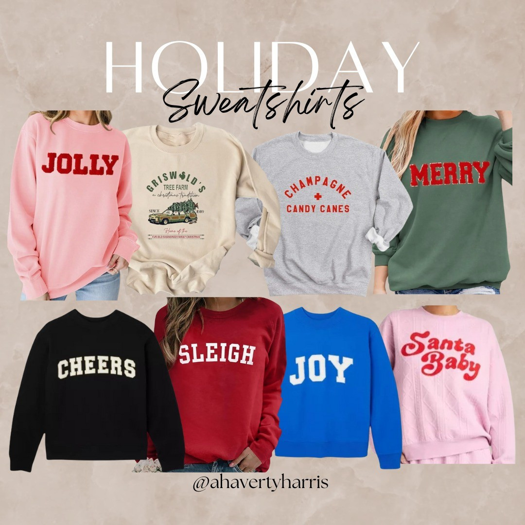 Holiday sweatshirts - crewneck sweatshirts perfect for all of your Christmas activities,  Christmas parties, and holiday events.  Christmas OOTD, holiday outfit inspo, amazon fashion,  Amazon holiday

#LTKHoliday #LTKFindsUnder50 #LTKParties