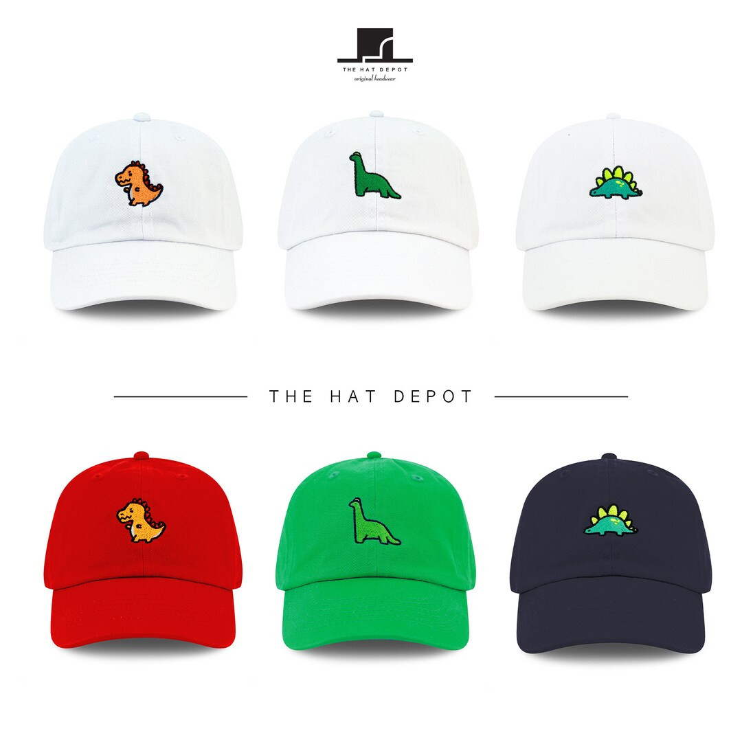 Kids Dinosaur Embroidered  Washed Cotton Baseball Cap | Etsy (US)