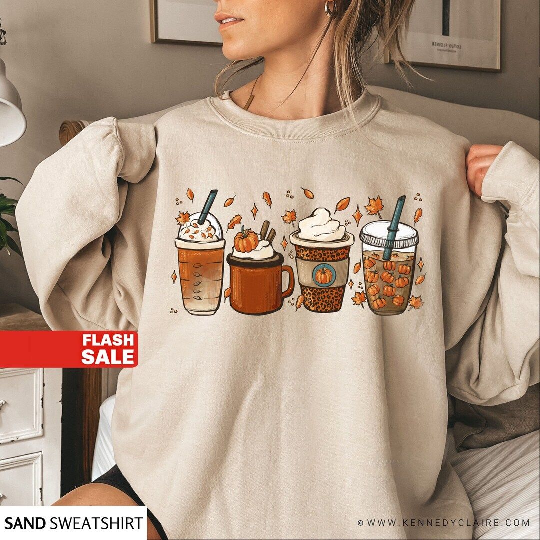 Fall Coffee Halloween Sweatshirt for Women, Vintage Thanksgiving Sweater, Fall Crewneck Pumpkin S... | Etsy (US)