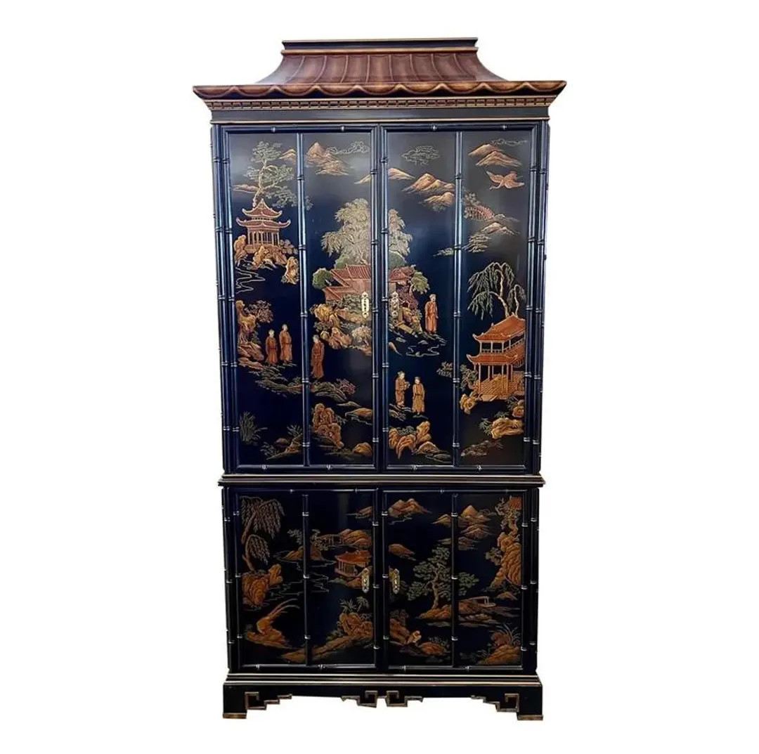 Drexel Heritage Et Cetera Black Chinoiserie Armoire TV Media Cabinet | Etsy (US)