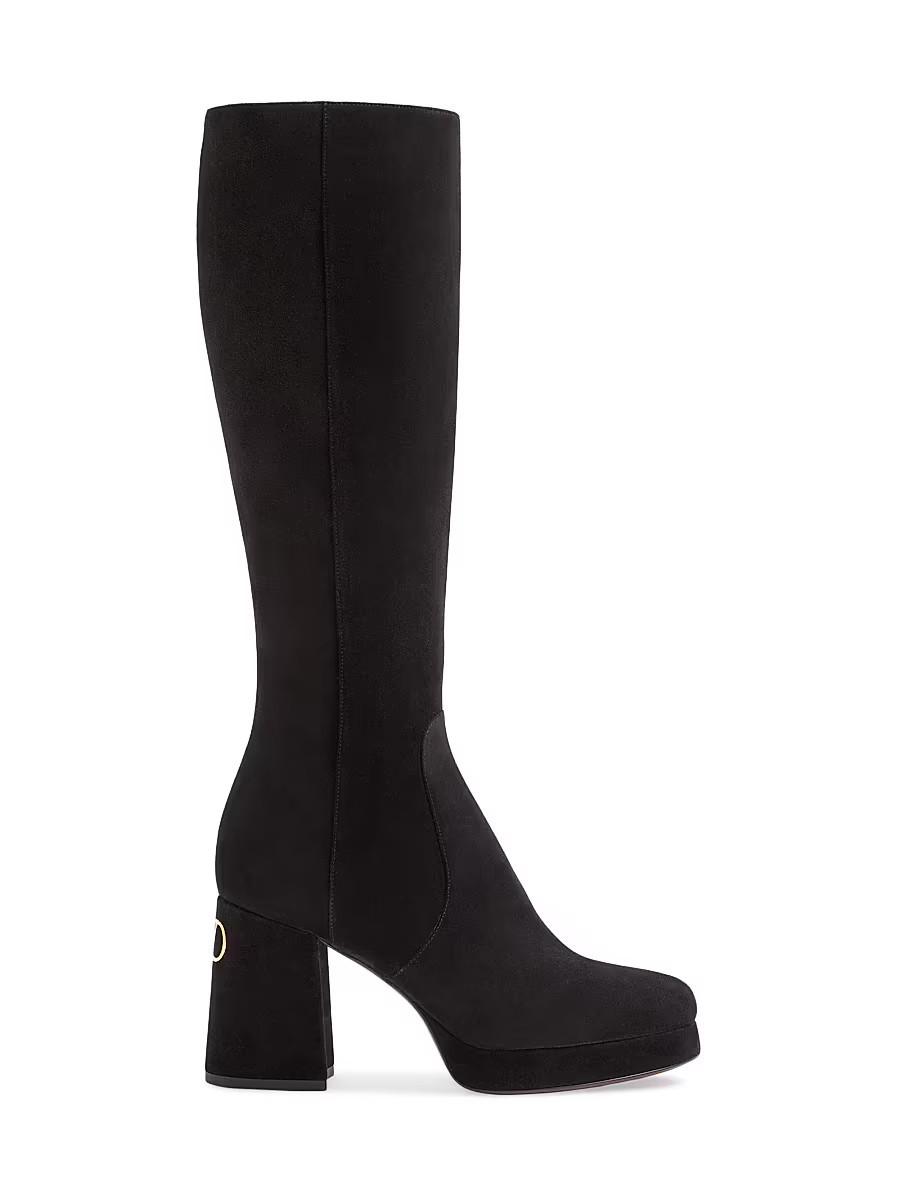 Women's Fawcette 90MM Platform Boots in Crust Leather - Black - Size 7 | Saks Fifth Avenue