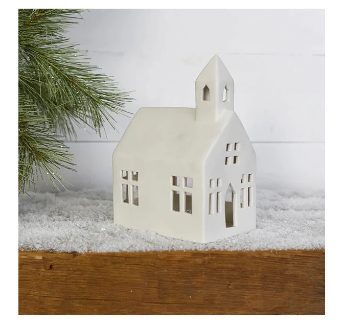 Ceramic Church with LED | The Nested Fig