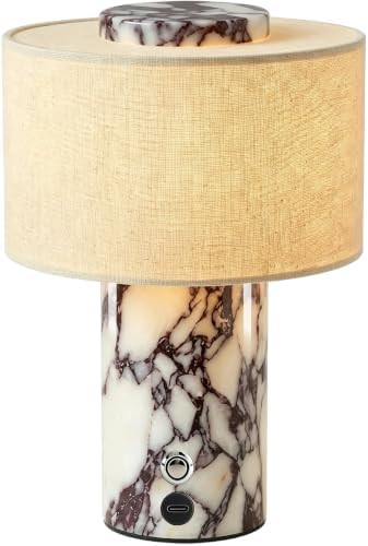 Cordless Marble Table Lamp with USB Port Rechargeable Battery Operated,Bedroom Nightstand Stone B... | Amazon (US)