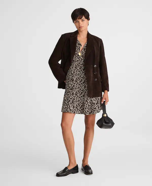 Button-Front Boatneck Mini Dress in Floral | Madewell