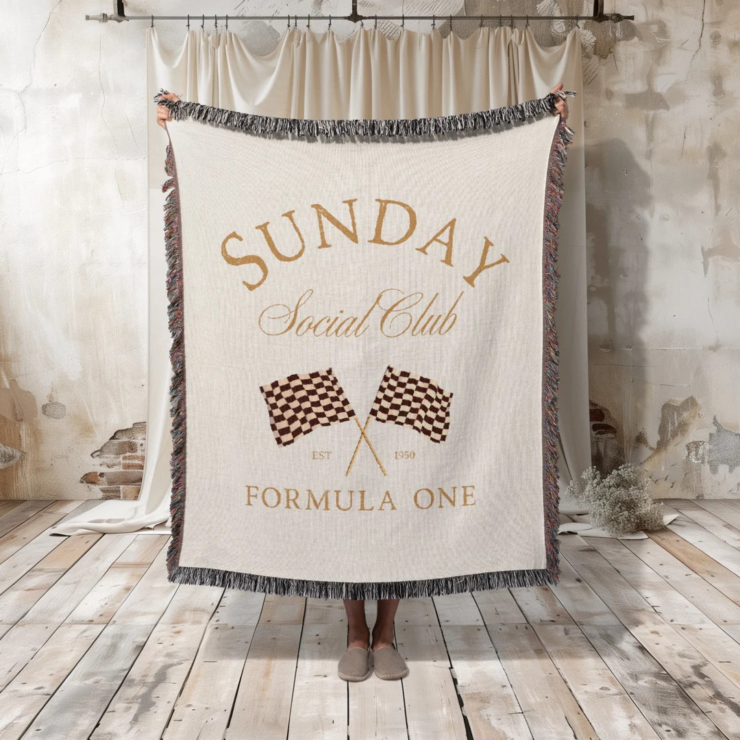Sunday Social Club Blanket Formula One F1 Blanket F1 Merch Checkered Flag Woven Blanket F1 Fan Gi... | Etsy (US)