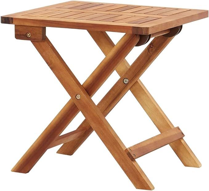 Folding Table Portable Camping Table,15.7" Square Solid Wood Small Table,Slatted Tabletop,Cross L... | Amazon (US)