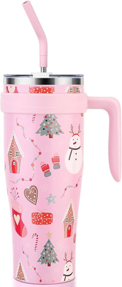 Sursip 50 oz Tumbler with Handle, Double Wall Vacuum Stainless Steel Cup with Straw and 2 Lids, D... | Amazon (US)